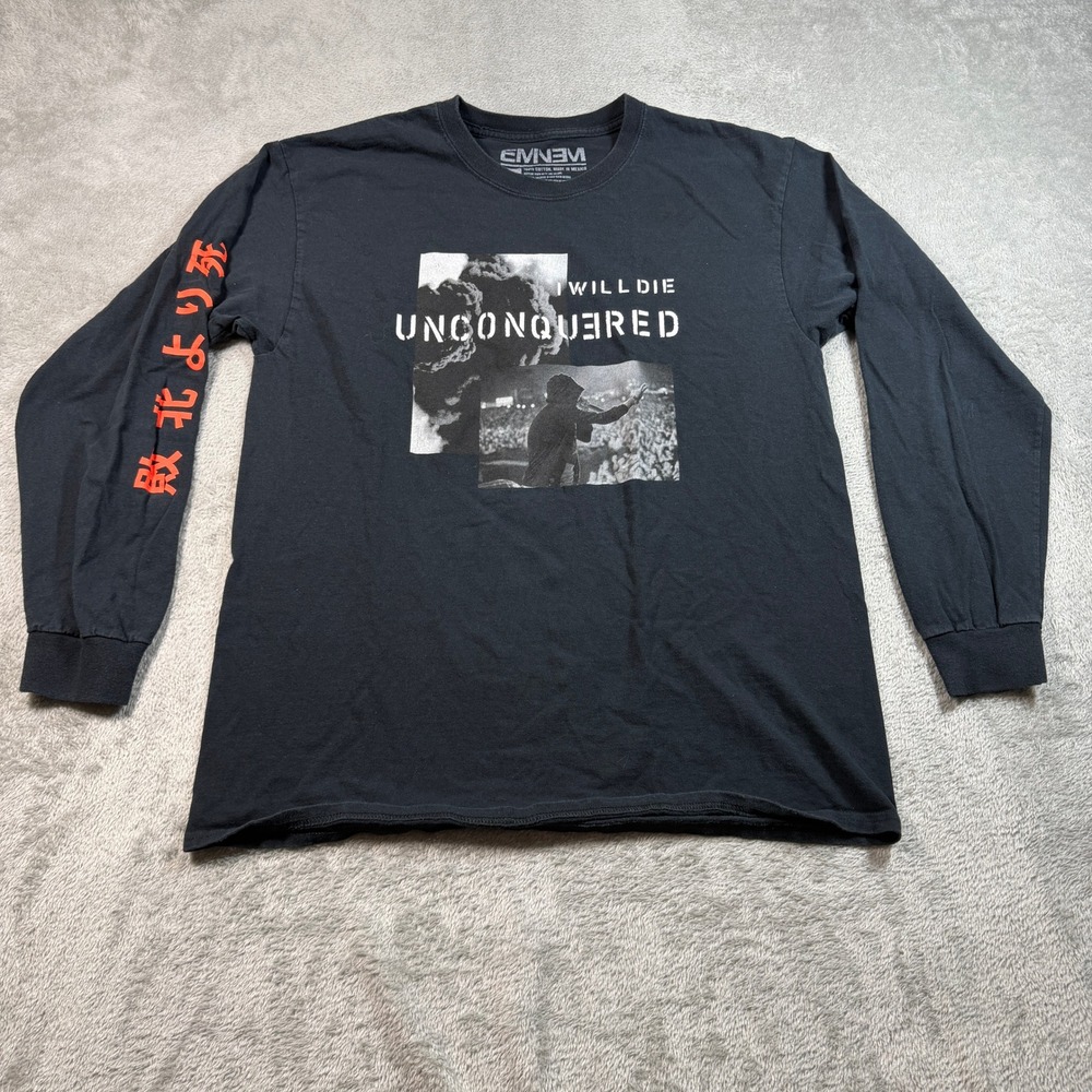 Eminem Kamikaze I Will Die Unconquered Shirt Mens Large Black Long Sleeve